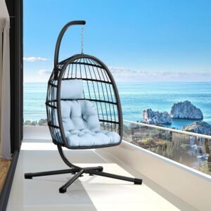Patio Rattan Wicker Hanging Outdoor Swing Egg Chair Hammock Chair